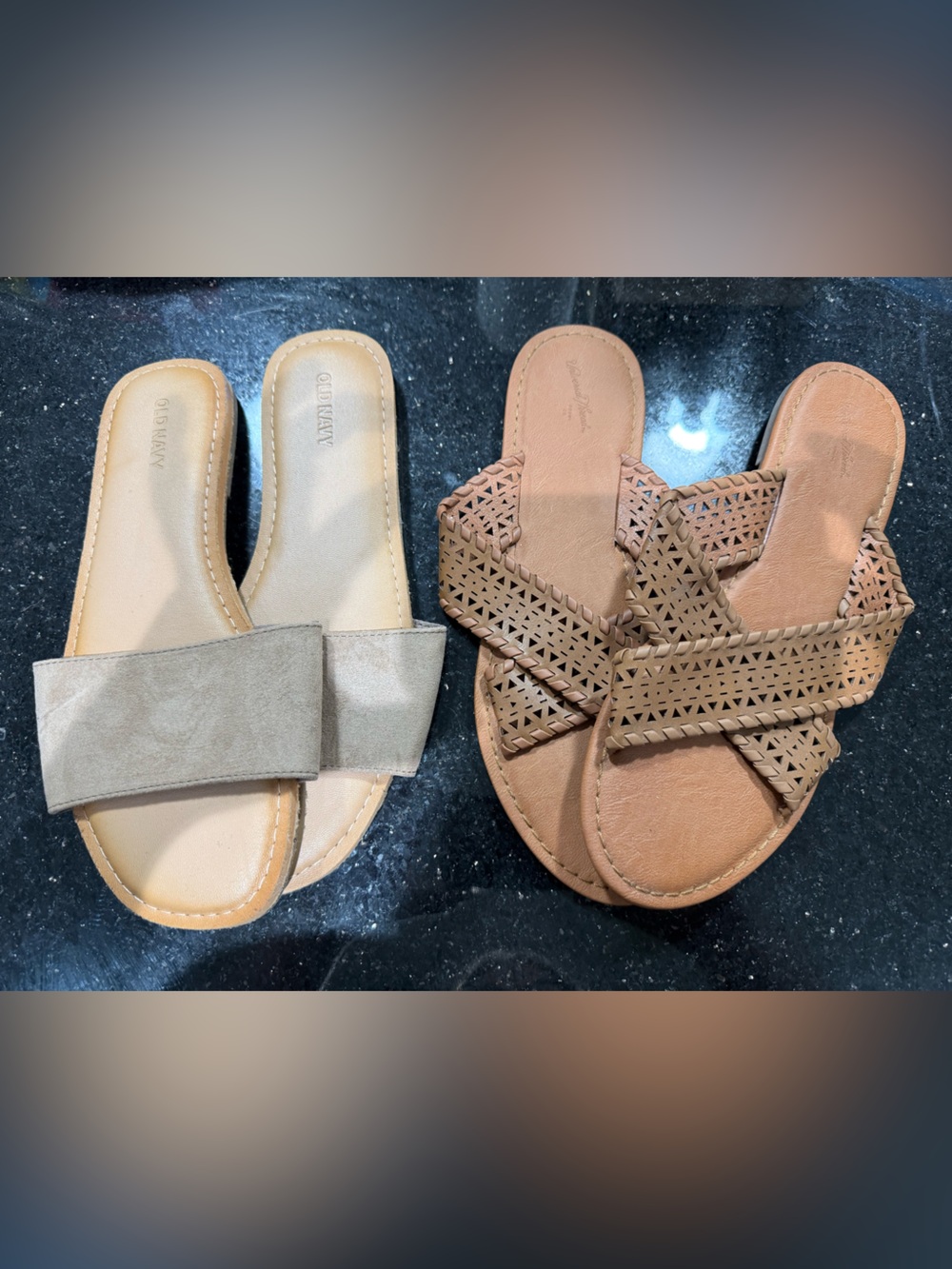 Old Navy & Universal Thread | Women's Slide Sandals in Taupe and Brown